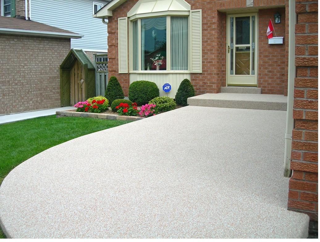 Front entryway resurfaced with a smooth beige coating